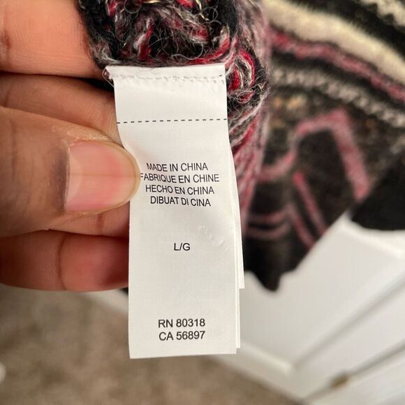 Lucky Brand Womens Cowlneck Sweater L Tunic Wool Blend Fairisle Boho Oversized - Picture 7 of 10